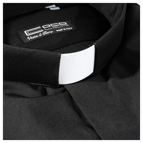 Camisa clergy M/L uma cor misto algodão preto Cococler 2