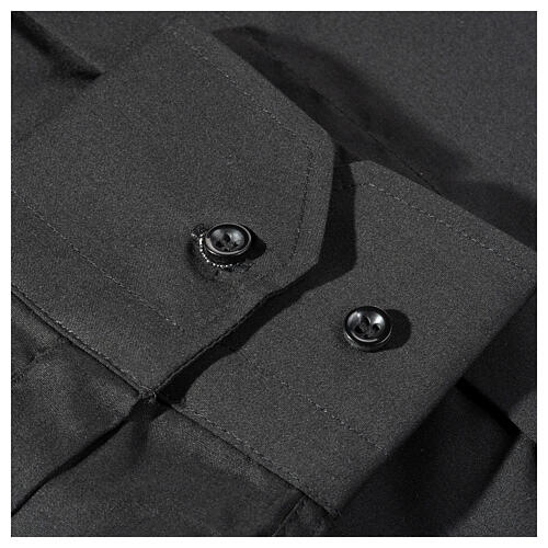 Camisa clergy M/L uma cor misto algodão preto Cococler 4