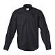 Camisa clergy M/L uma cor misto algodão preto Cococler s1