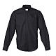 Long-sleeve clergy shirt solid color mixed cotton Black Cococler s1