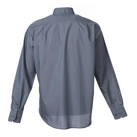 Clergy shirt long sleeves solid colour mixed cotton Dark Grey