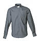 Clergy shirt long sleeves solid colour mixed cotton Dark Grey Cococler s1