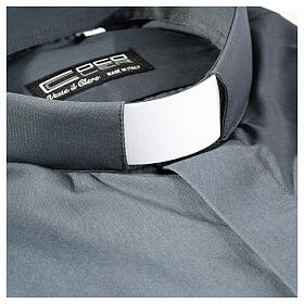 Camisa clergy sacerdote manga larga mixto algodón gris oscuro Cococler