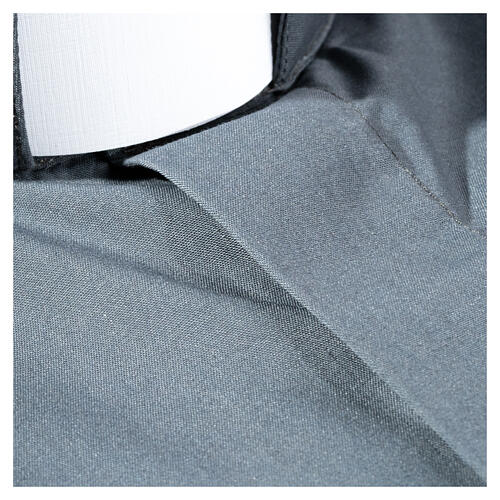 Camisa clergy sacerdote manga larga mixto algodón gris oscuro Cococler 4