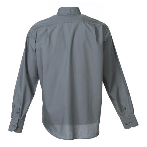 Camisa clergy sacerdote manga larga mixto algodón gris oscuro Cococler 6