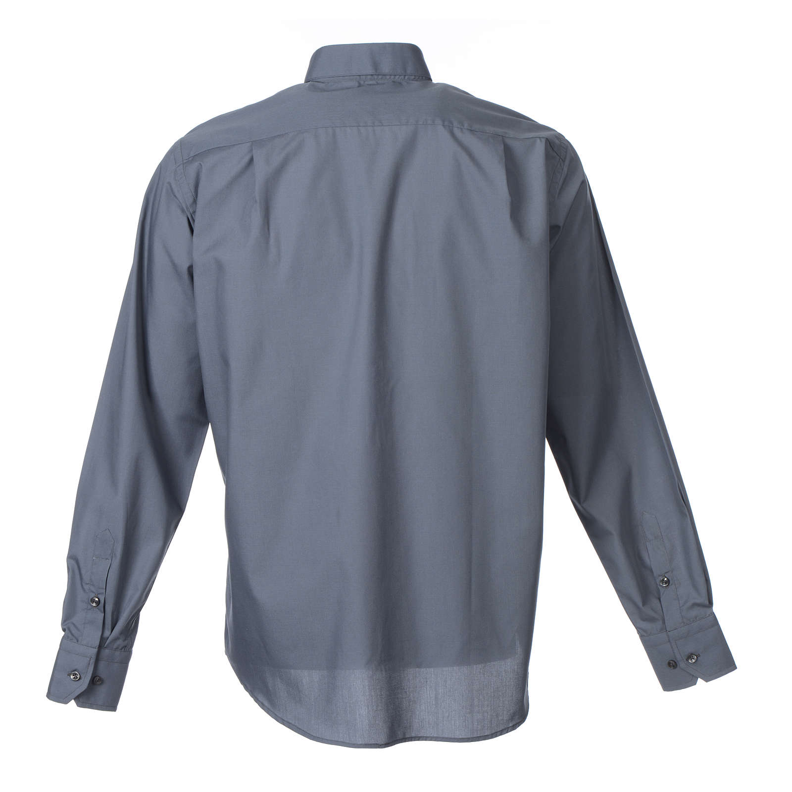 Dark Grey Clergy Shirt long sleeve solid color mixed cotton | online ...