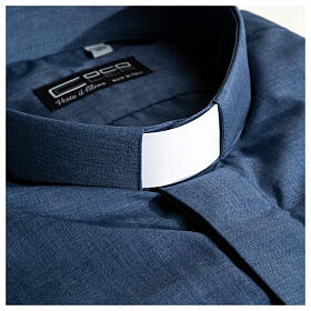 Collarhemd mit Langarm aus Baumwoll-Polyester-Mischgewebe einfarbig Jeansblau Cococler