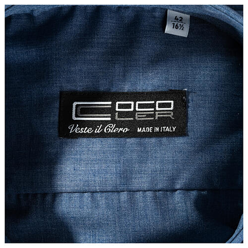 Collarhemd mit Langarm aus Baumwoll-Polyester-Mischgewebe einfarbig Jeansblau Cococler 3