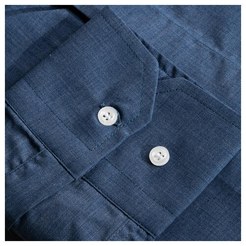 Collarhemd mit Langarm aus Baumwoll-Polyester-Mischgewebe einfarbig Jeansblau Cococler 4