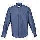 Collarhemd mit Langarm aus Baumwoll-Polyester-Mischgewebe einfarbig Jeansblau Cococler s1