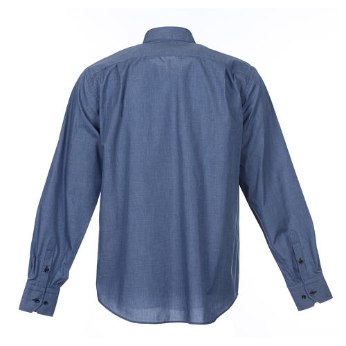 Clergy shirt long sleeves solid colour mixed cotton Jeans 2