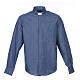 Clergy shirt long sleeves solid colour mixed cotton Jeans s1