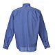 Collarhemd mit Langarm aus Fil-à-Fil-Baumwollmischung in der Farbe Blau Cococler s2