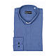 Clerical shirt long sleeves fil-à-fil mixed cotton, blue Cococler s3
