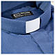 Clerical shirt long sleeves fil-à-fil mixed cotton, blue Cococler s2