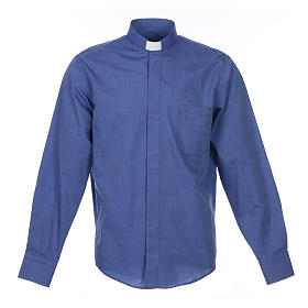 Camicia clergy M. Lunga Filo a Filo Misto cotone Blu Cococler