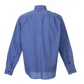 Camisa clergy M/L filafil misto algodão azul escuro