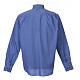 Long-sleeve clergy shirt fil-à-fil mixed cotton, blue Cococler s5