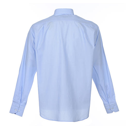 Collarhemd mit Langarm aus Fil-à-Fil-Baumwollmischung in der Farbe Himmelblau Cococler 2
