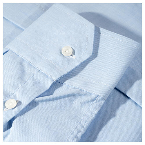 Collarhemd mit Langarm aus Fil-à-Fil-Baumwollmischung in der Farbe Himmelblau Cococler 5