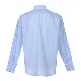 Clergy shirt long sleeves fil-à-fil mixed cotton Light Blue