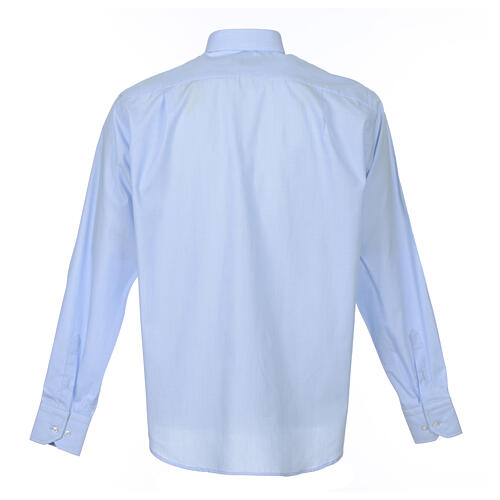 Clergy shirt long sleeves fil-à-fil mixed cotton Light Blue Cococler 6