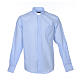 Clergy shirt long sleeves fil-à-fil mixed cotton Light Blue Cococler s1