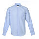 Clergy shirt long sleeves fil-à-fil mixed cotton Light Blue Cococler s1
