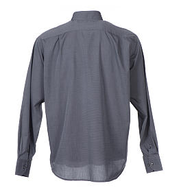 Collarhemd mit Langarm aus Fil-à-Fil-Baumwollmischung in der Farbe Grau