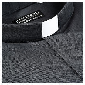 Collarhemd mit Langarm aus Fil-à-Fil-Baumwollmischung in der Farbe Grau Cococler