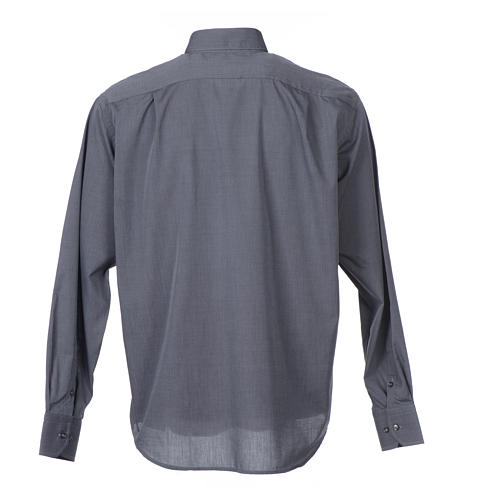 Collarhemd mit Langarm aus Fil-à-Fil-Baumwollmischung in der Farbe Grau Cococler 2