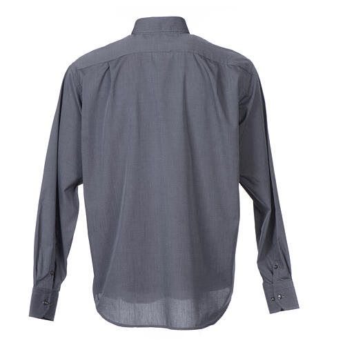 Collarhemd mit Langarm aus Fil-à-Fil-Baumwollmischung in der Farbe Grau Cococler 5