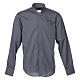 Clerical shirt long sleeves fil-à-fil mixed cotton Grey Cococler s1
