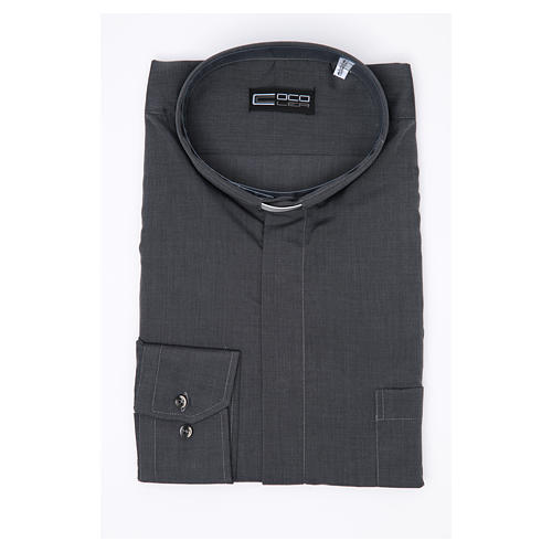 Camicia clergy M. Lunga Filo a Filo misto cotone  Grigio Cococler 3