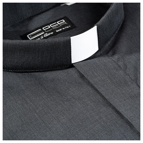 Clergy shirt long sleeves fil-à-fil mixed cotton Grey Cococler 2