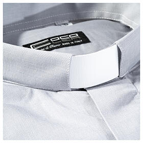 Collarhemd mit Langarm aus Fil-à-Fil-Baumwollmischung in der Farbe Hellgrau Cococler