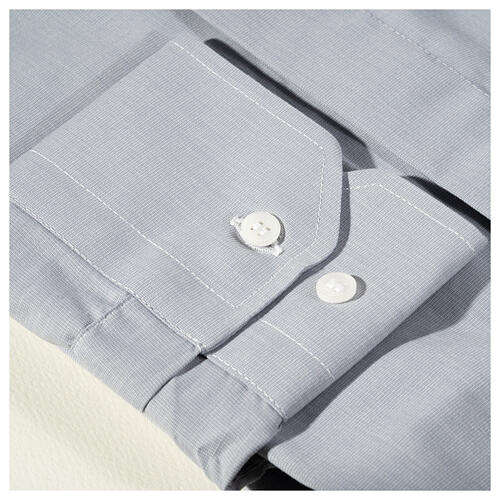 Collarhemd mit Langarm aus Fil-à-Fil-Baumwollmischung in der Farbe Hellgrau Cococler 5