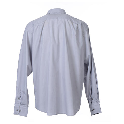 Clergy shirt long sleeves fil-à-fil mixed cotton Light Grey Cococler 6