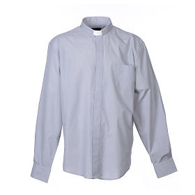 Koszula kapłańska długi rękaw, bawełna mieszana jasnoszara Cococler