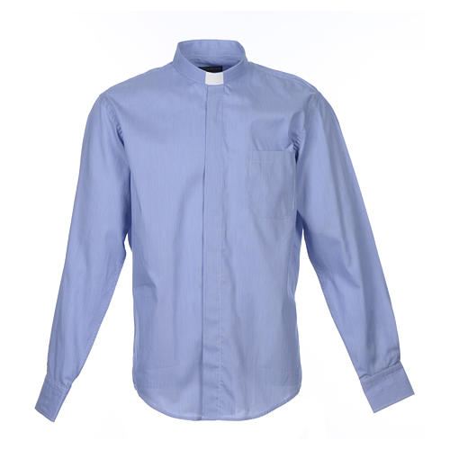 Collarhemd mit Langarm Linie Prestige aus reiner Baumwolle in der Farbe Blau Cococler 1