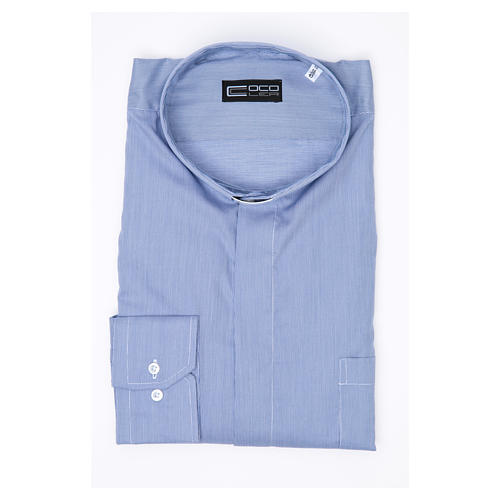 Collarhemd mit Langarm Linie Prestige aus reiner Baumwolle in der Farbe Blau Cococler 3