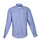 Blue clerical shirt pure cotton, long sleeve, Prestige line Cococler s1