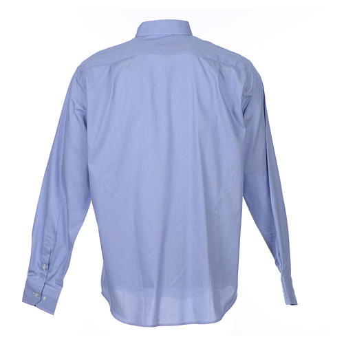 Koszula kapłańska długi rękaw, bawełna mieszana niebieska Cococler 2