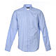 Clergy shirt long sleeves Prestige Line mixed cotton Light Blue Cococler s1