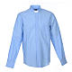 Clergyman shirt, long sleeves in light blue linen Cococler s1