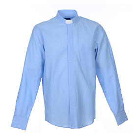 Camisa Clergy Manga Larga Lino Celeste Cococler