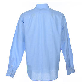 Clergy Shirts and collars: Long Sleeve Clergyman shirt in light blue linen Clergy Shirts and collars: Long Sleeve Clergyman shirt in light blue linen
