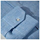 Long Sleeve Clergyman shirt in light blue linen Cococler s5