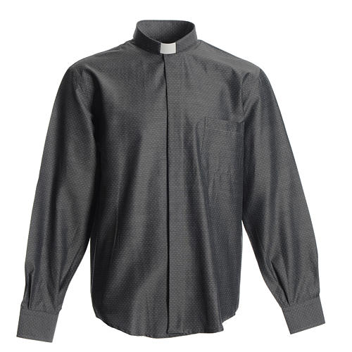 Camisa sacerdote algodão poliéster cinzenta Cococler 1