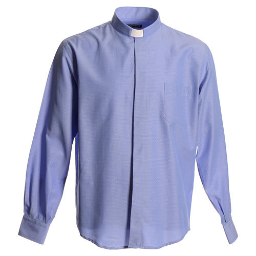 Camisa para sacerdote algodão poliéster azul Cococler 1